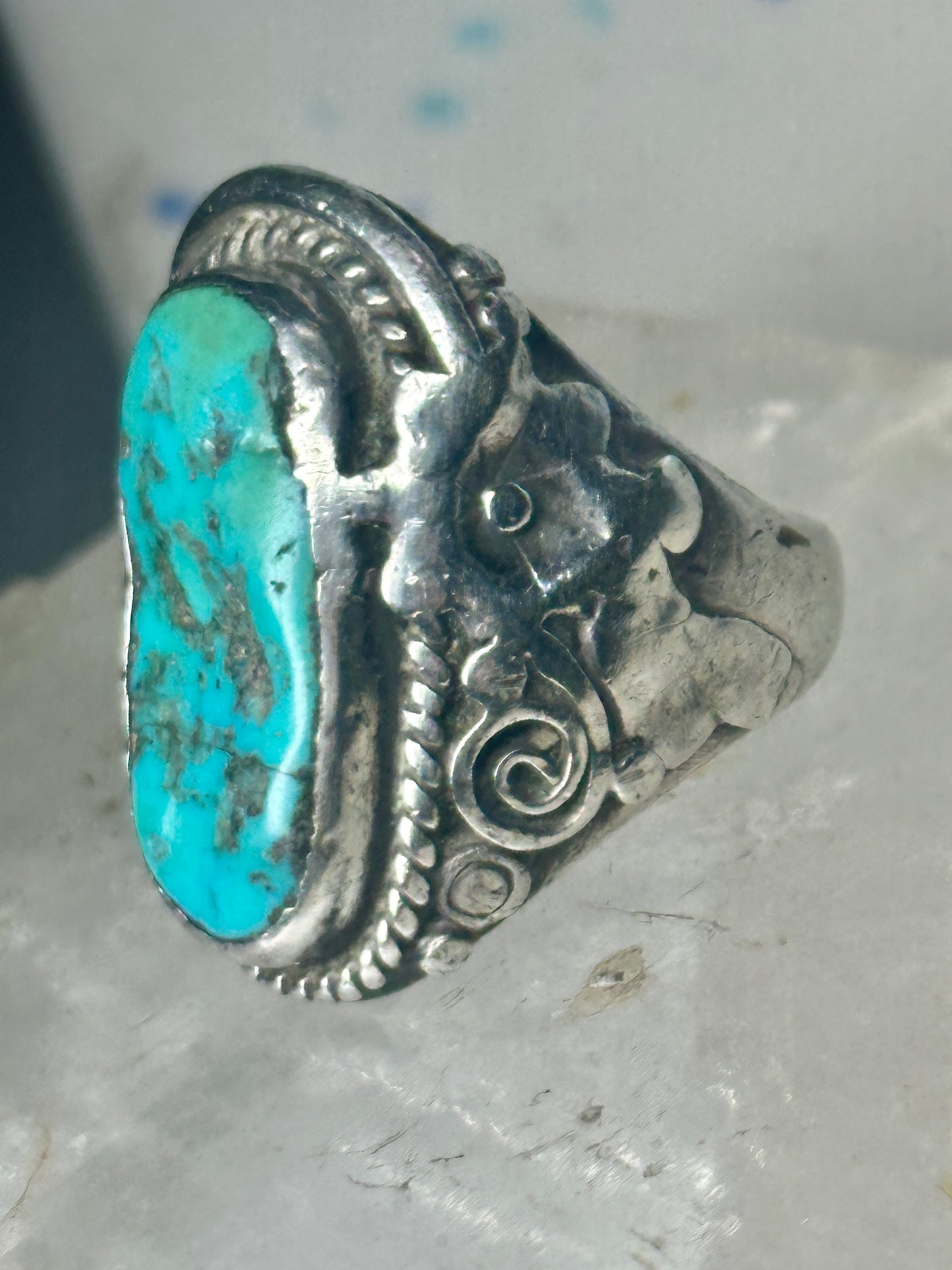 Navajo Ring turquoise size 8.25 floral sterling silver women men