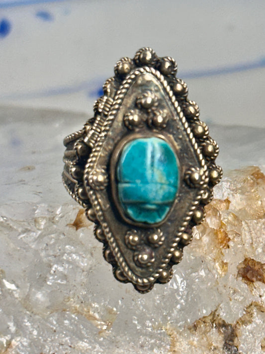 Poison ring Scarab Boho ring size 6.75 sterling silver women