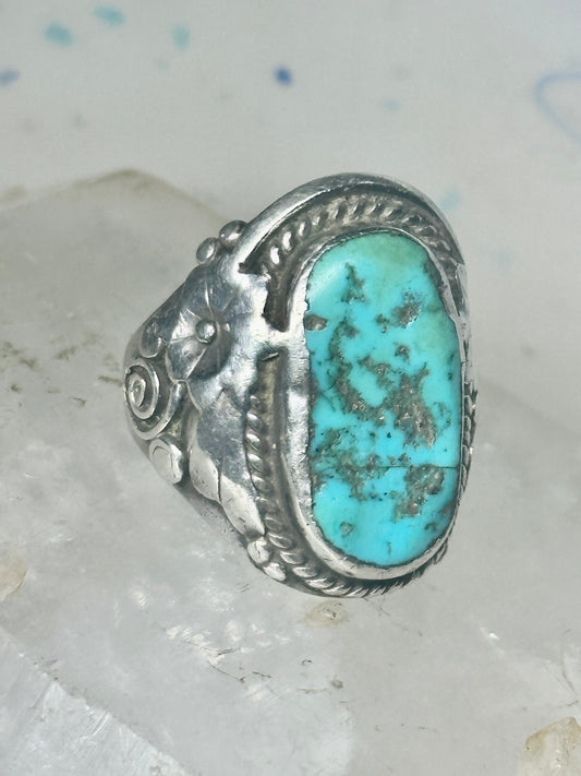Navajo Ring turquoise size 8.25 floral sterling silver women men
