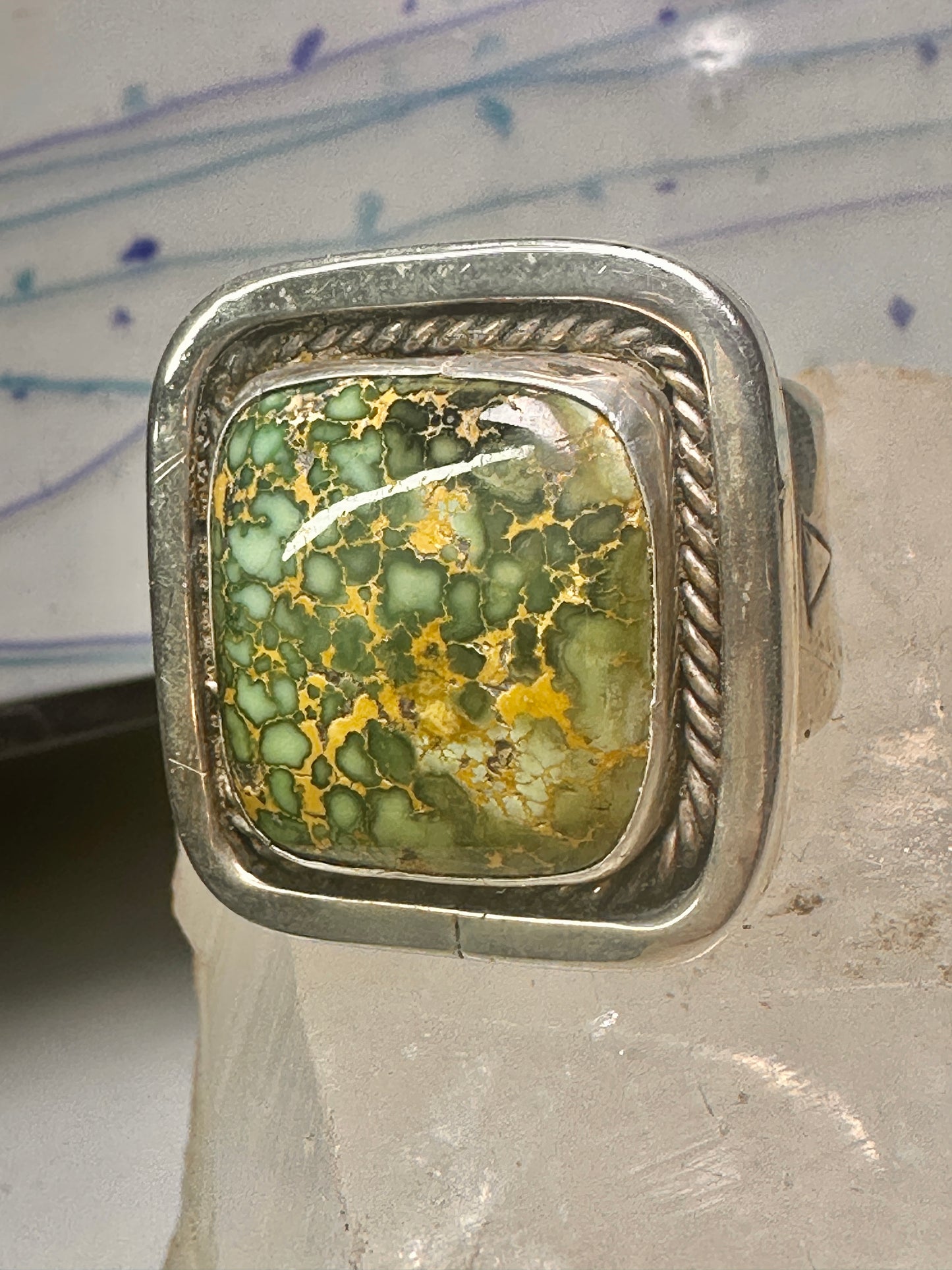 Navajo ring turquoise size 14.7 sterling silver stampings women men