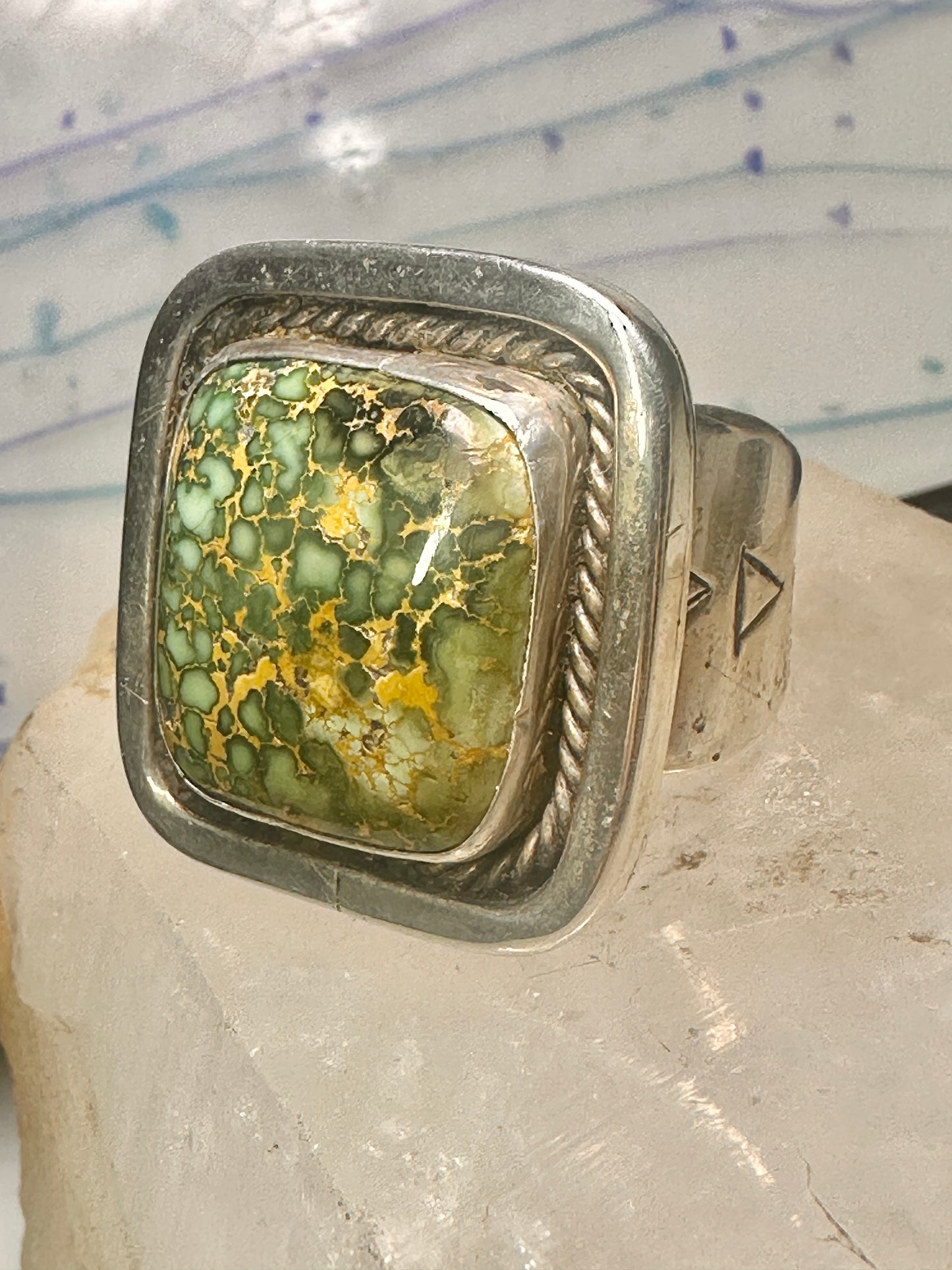 Navajo ring turquoise size 14.7 sterling silver stampings women men