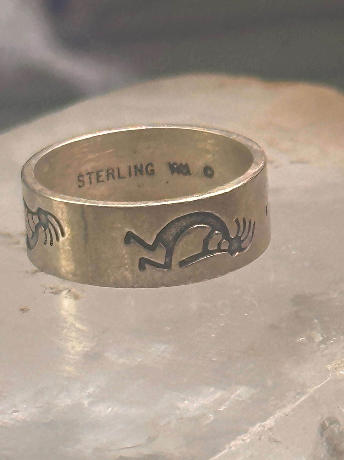 Kokopelli ring fertility southwest band size 4.50 pinky sterling silver women&nbsp;