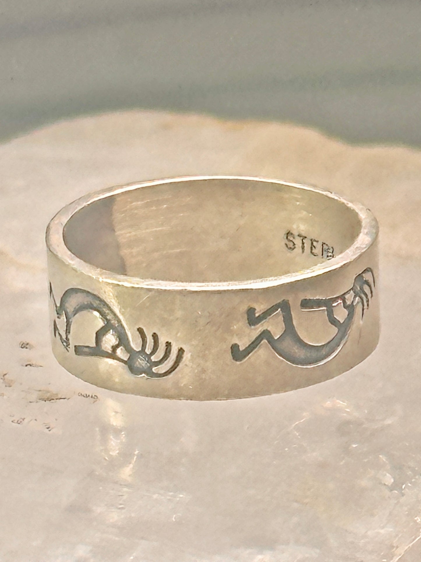 Kokopelli ring fertility southwest band size 4.50 pinky sterling silver women&nbsp;