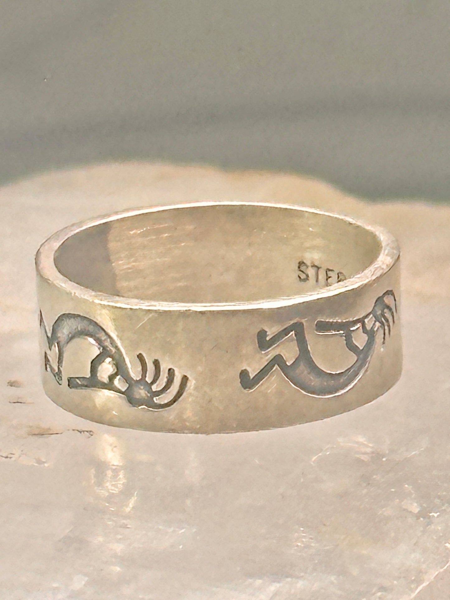 Kokopelli ring fertility southwest band size 4.50 pinky sterling silver women&nbsp;