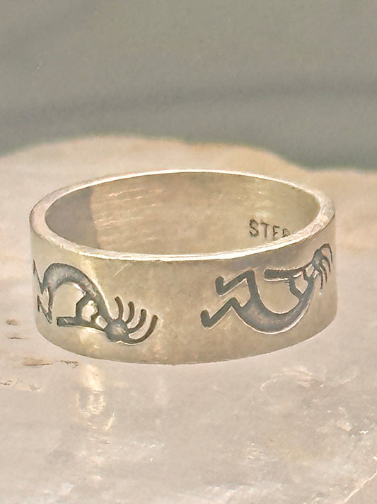 Kokopelli ring fertility southwest band size 4.50 pinky sterling silver women&nbsp;