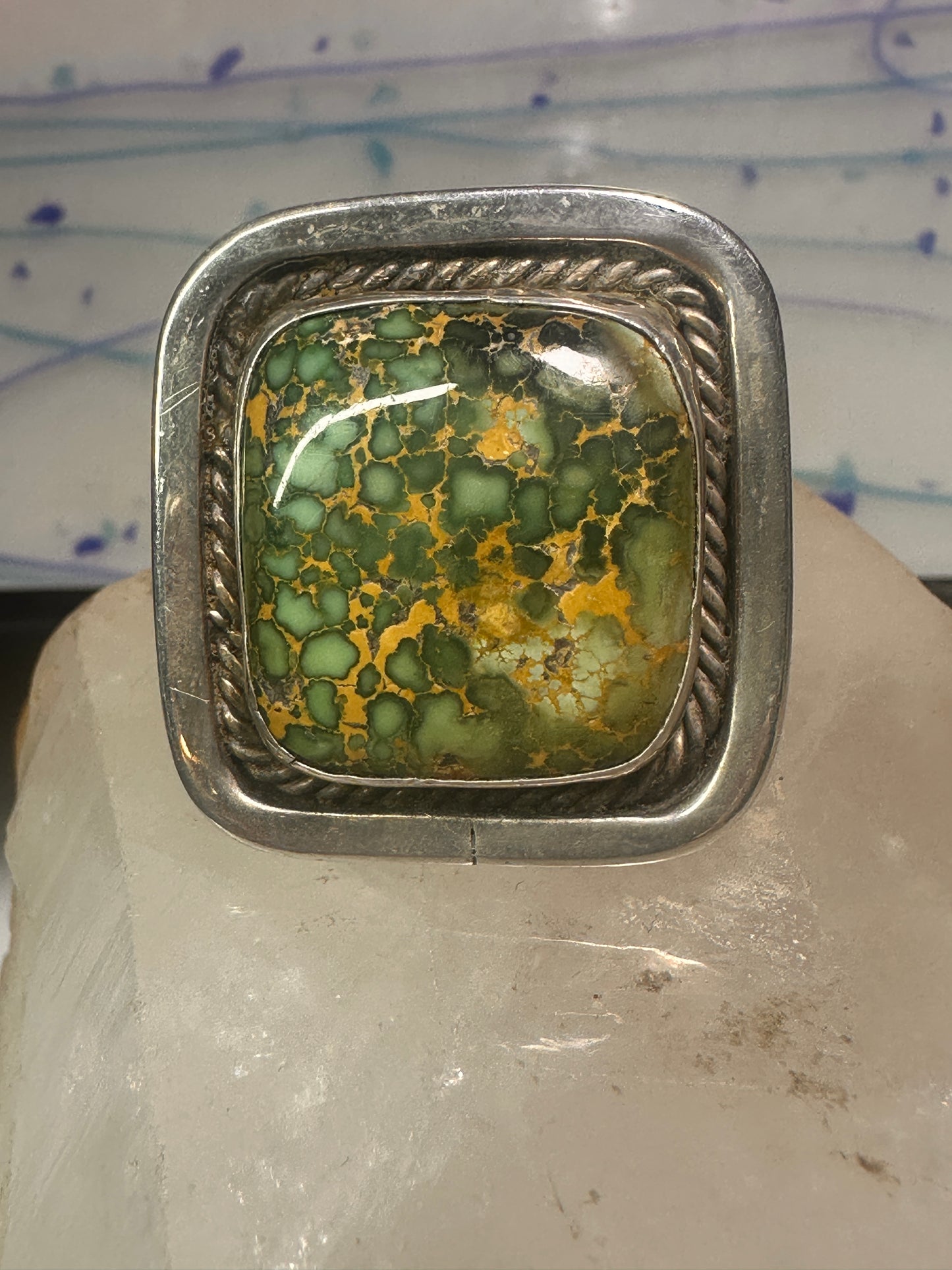 Navajo ring turquoise size 14.7 sterling silver stampings women men