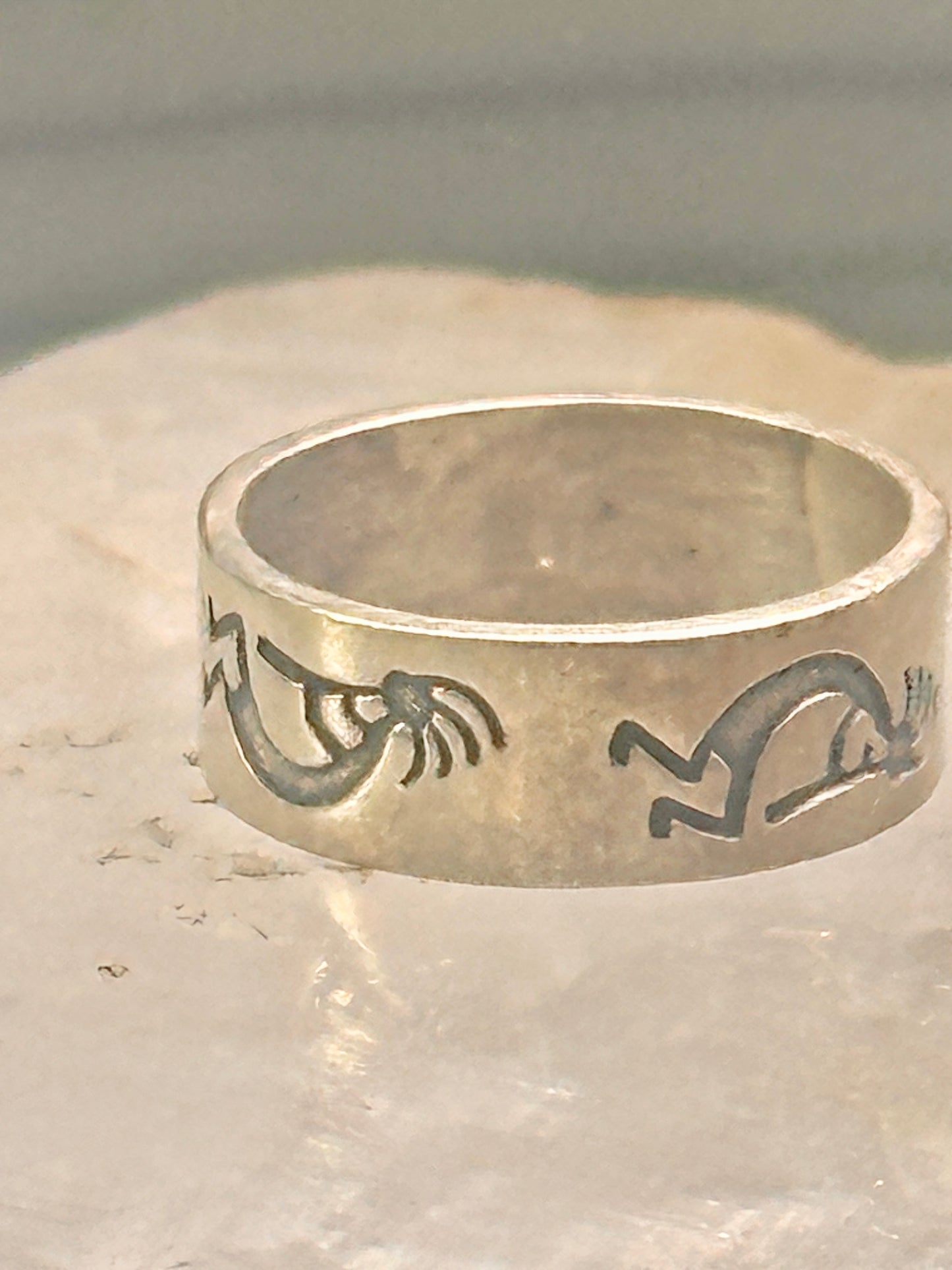 Kokopelli ring fertility southwest band size 4.50 pinky sterling silver women&nbsp;