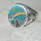 Phoenix Rainbow ring 10.5 turquoise coral seagull mountain sterling silver men women