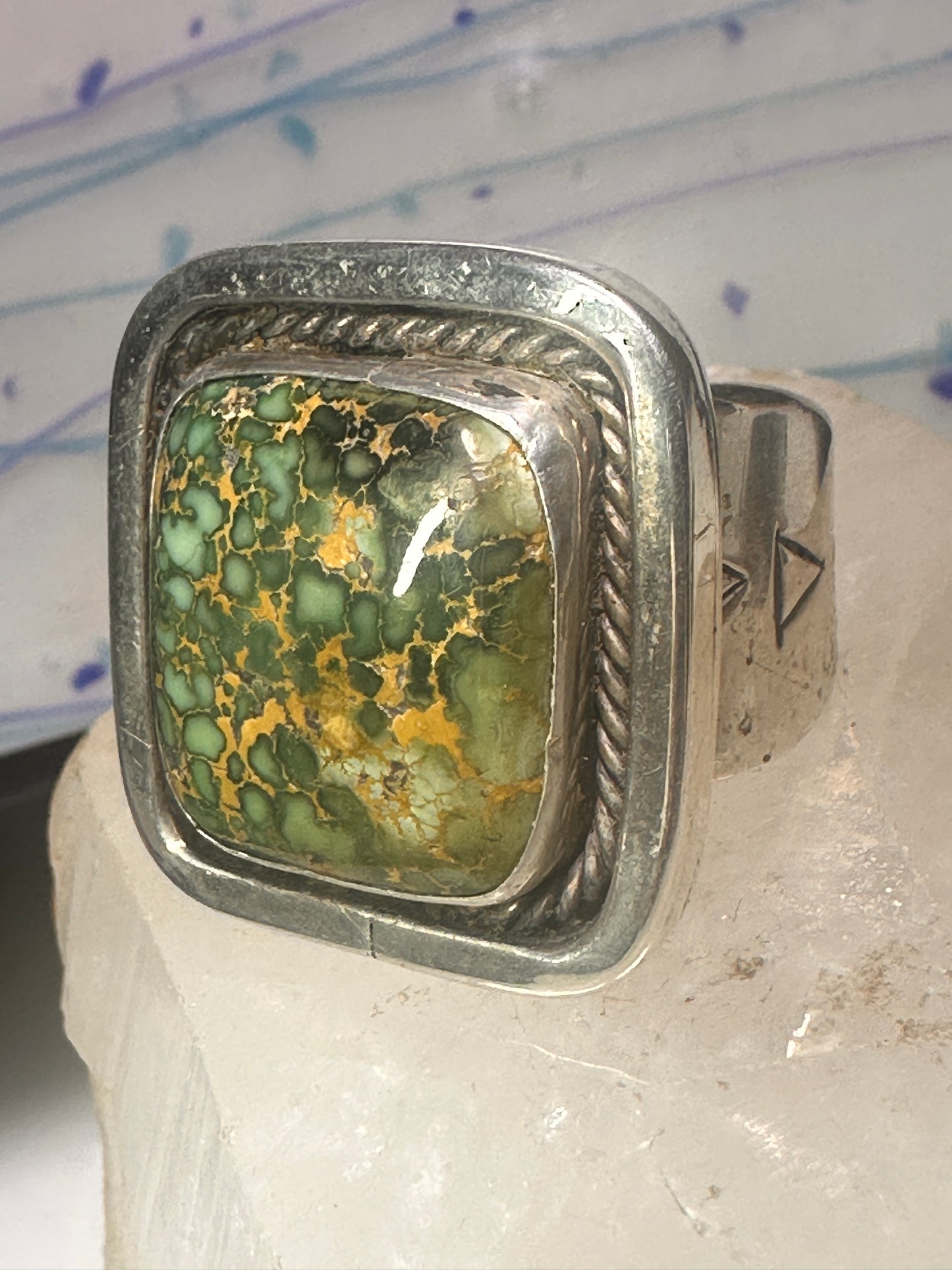 Navajo ring turquoise size 14.7 sterling silver stampings women men