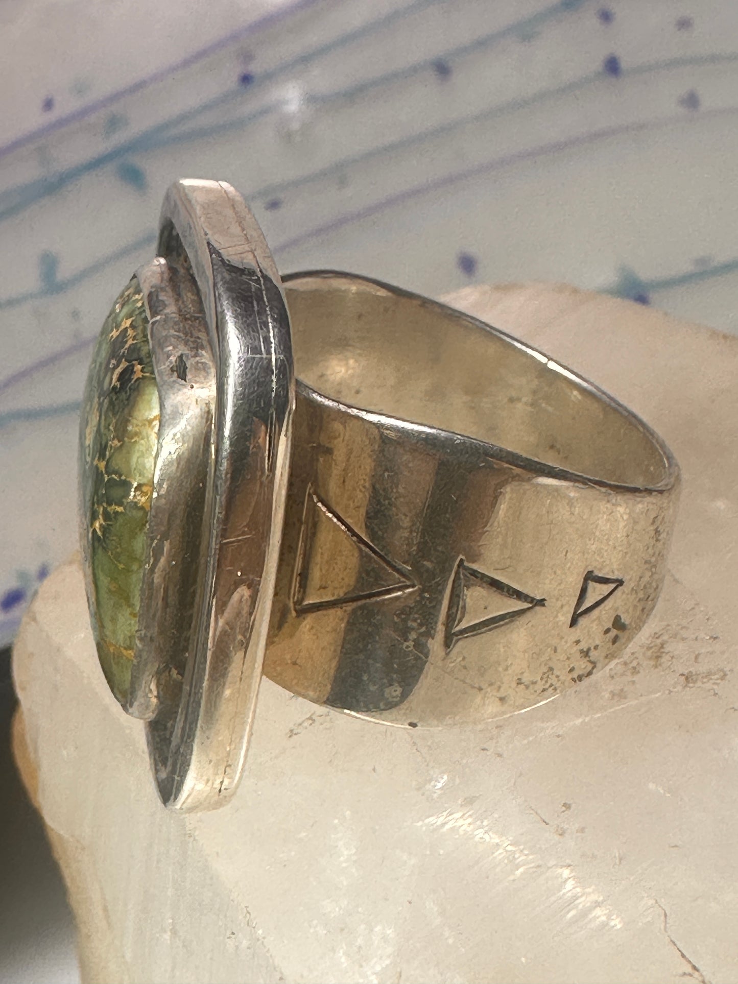 Navajo ring turquoise size 14.7 sterling silver stampings women men