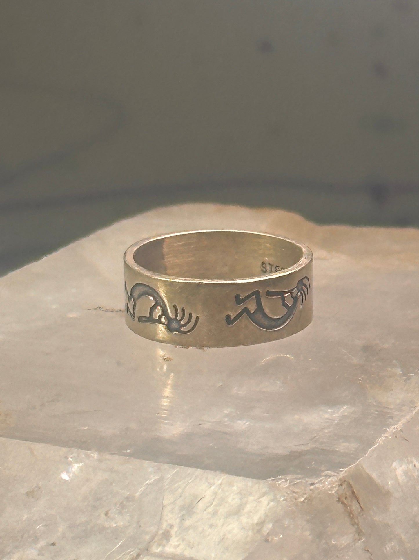 Kokopelli ring fertility southwest band size 4.50 pinky sterling silver women&nbsp;