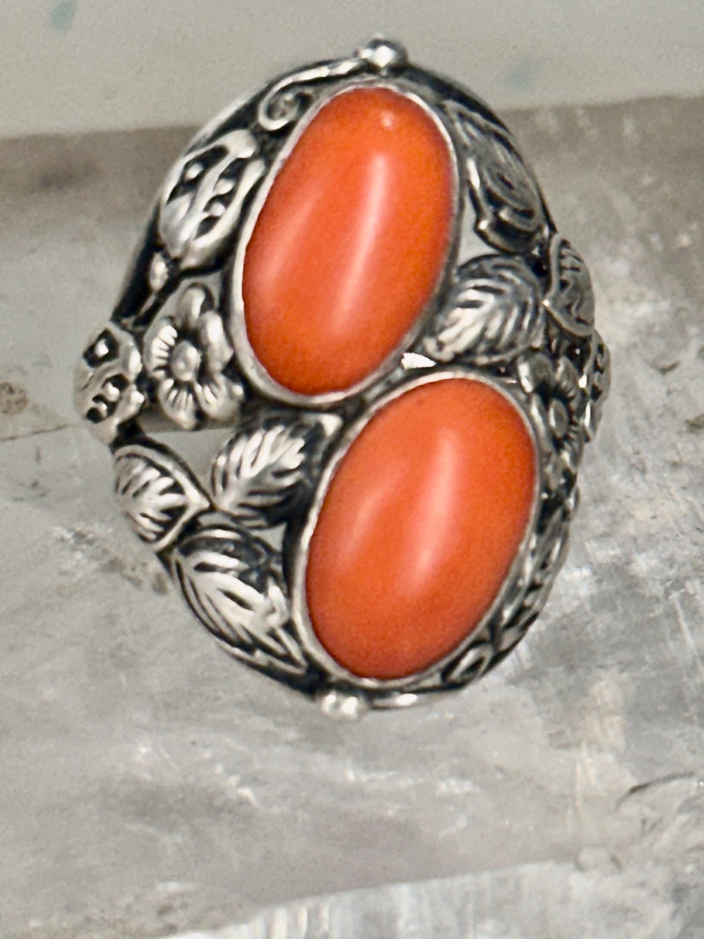 Art Deco ring Floral ring pinky size 4.75 sterling silver women