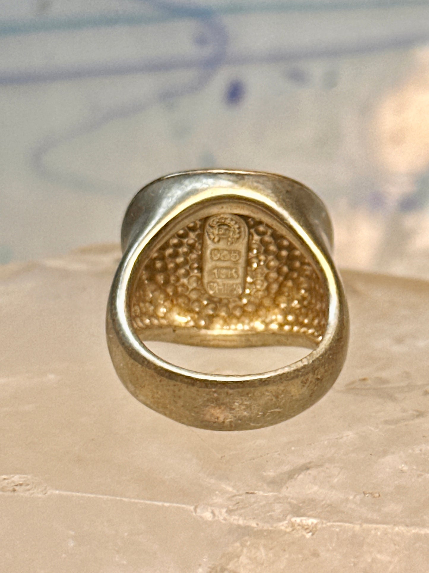 Eric Grossbardt face ring size 5 mop spiny oyster sterling silver detailed w18K women