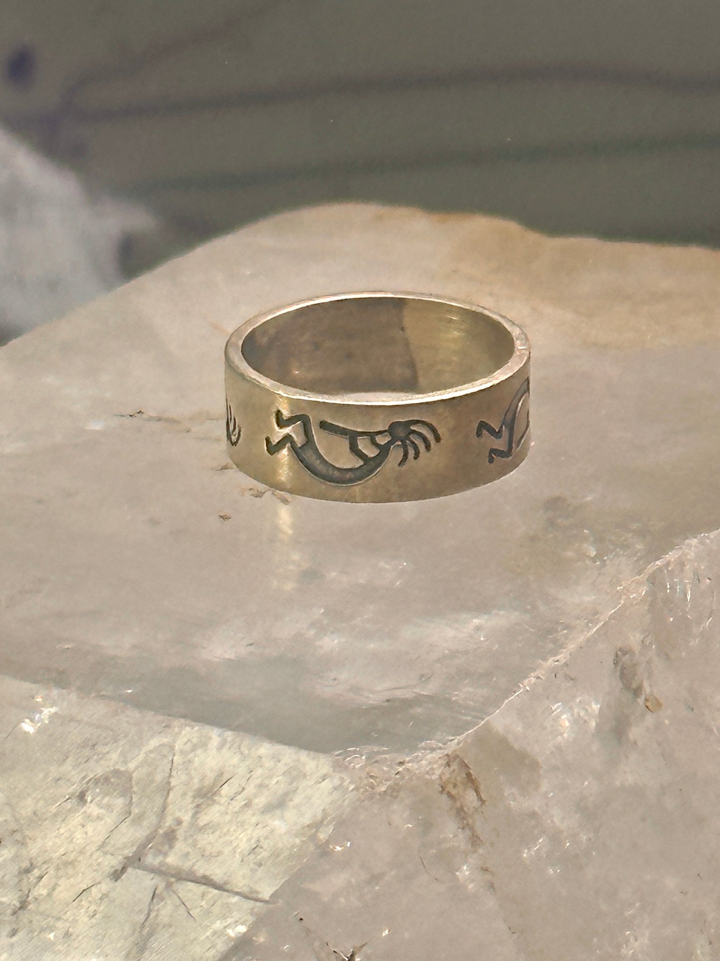 Kokopelli ring fertility southwest band size 4.50 pinky sterling silver women&nbsp;