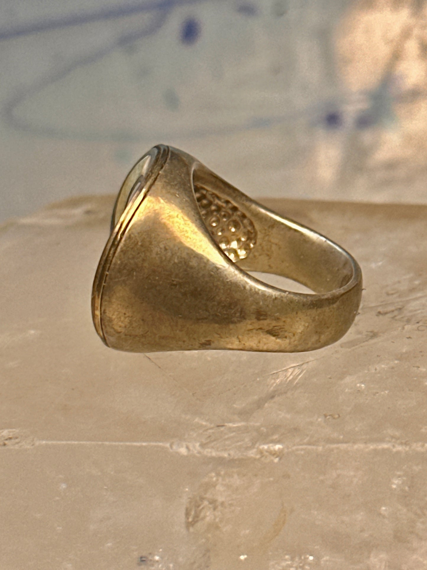 Eric Grossbardt face ring size 5 mop spiny oyster sterling silver detailed w18K women