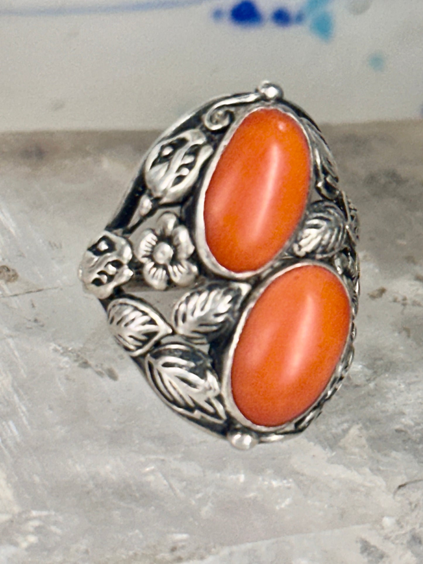 Art Deco ring Floral ring pinky size 4.75 sterling silver women