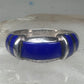 Vintage Signed FAS Deep Blue Inlay Band Ring Sterling Silver - Size 6.5