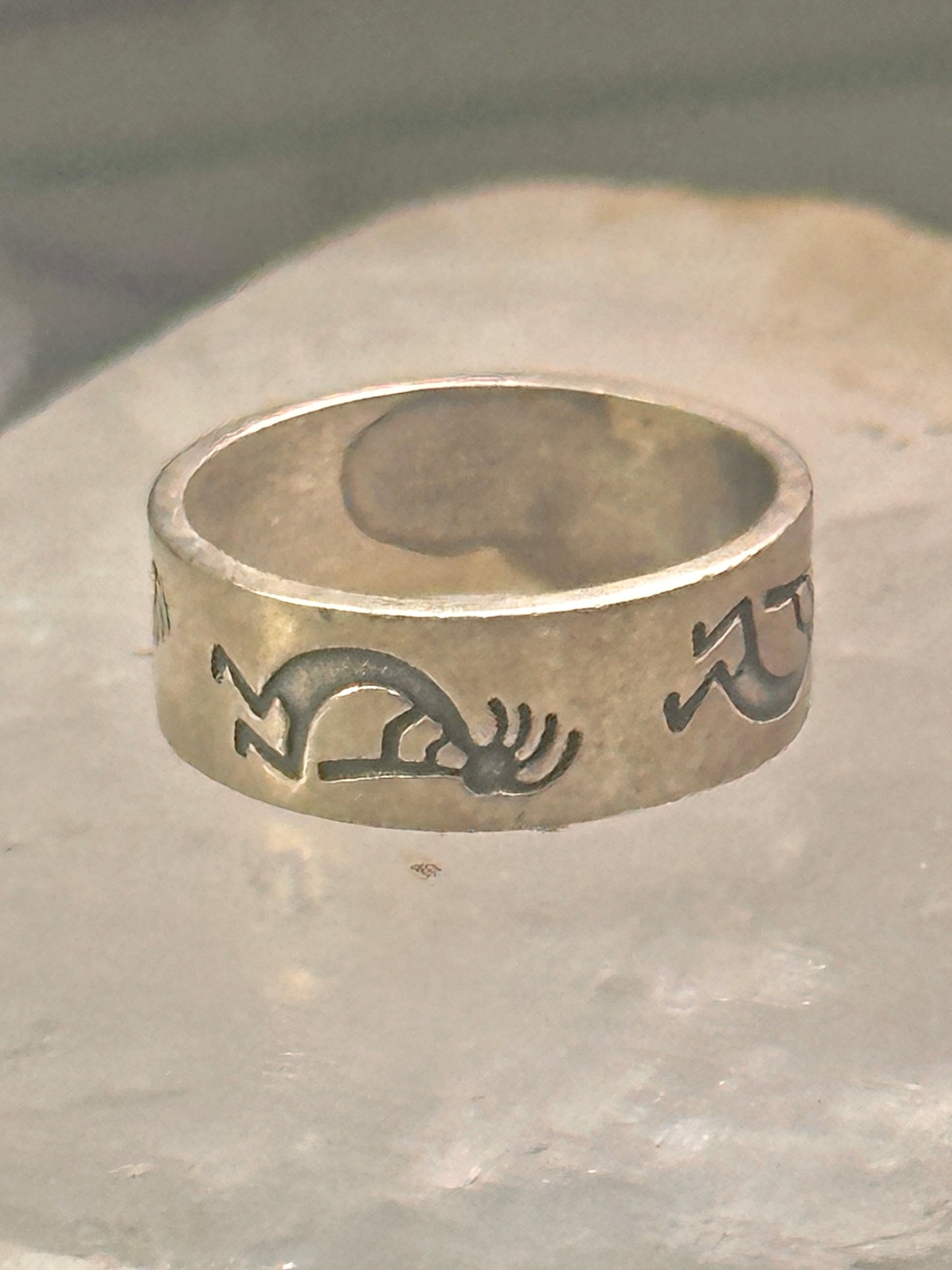 Kokopelli ring fertility southwest band size 4.50 pinky sterling silver women&nbsp;