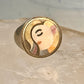 Eric Grossbardt face ring size 5 mop spiny oyster sterling silver detailed w18K women