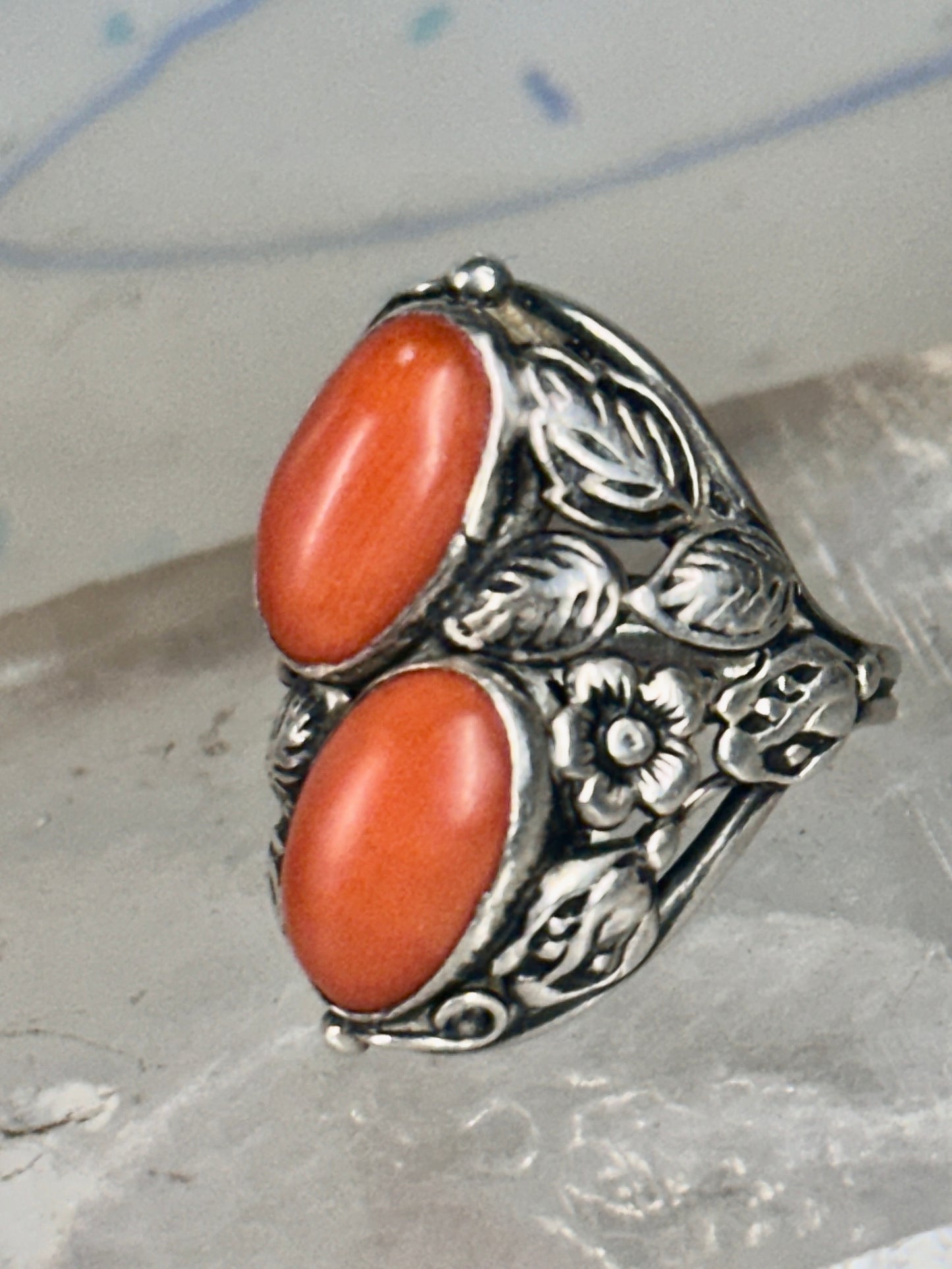 Art Deco ring Floral ring pinky size 4.75 sterling silver women