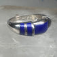 Vintage Signed FAS Deep Blue Inlay Band Ring Sterling Silver - Size 6.5
