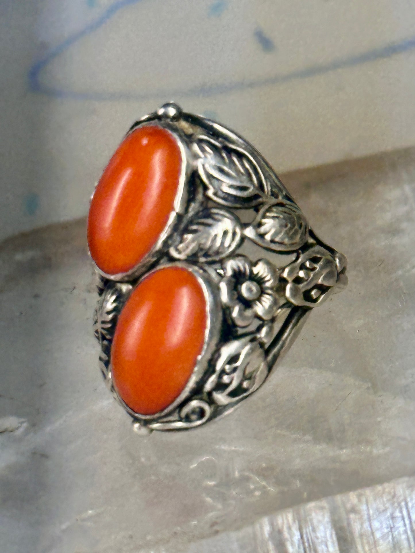 Art Deco ring Floral ring pinky size 4.75 sterling silver women