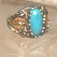 Black Hills Gold ring leaves turquoise band ring size 5.75 Sterling silver women