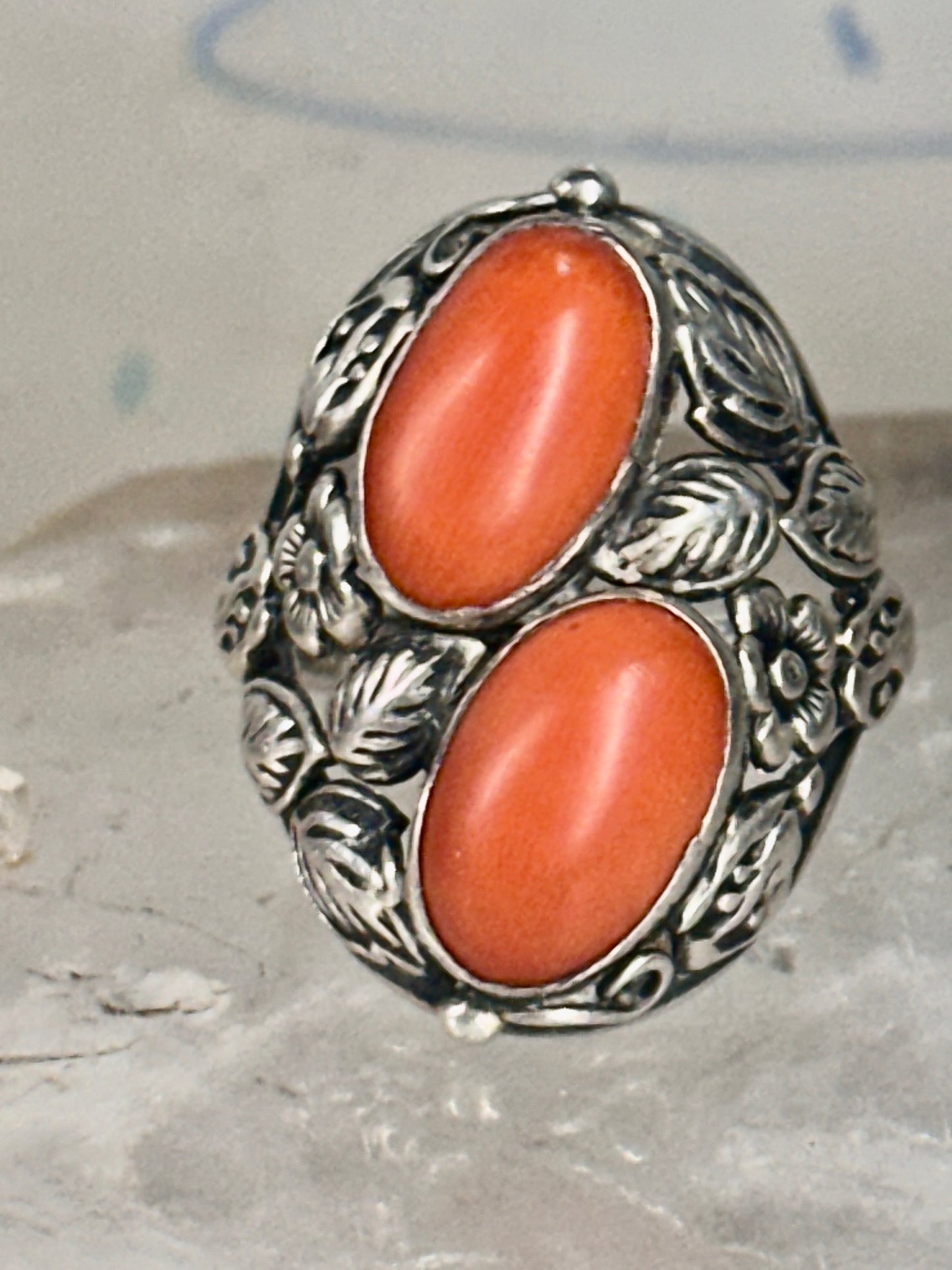 Art Deco ring Floral ring pinky size 4.75 sterling silver women