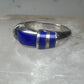 Vintage Signed FAS Deep Blue Inlay Band Ring Sterling Silver - Size 6.5