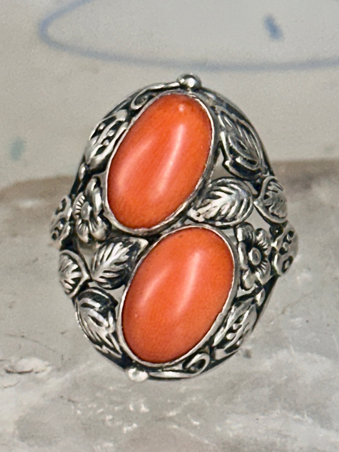 Art Deco ring Floral ring pinky size 4.75 sterling silver women