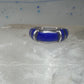 Vintage Signed FAS Deep Blue Inlay Band Ring Sterling Silver - Size 6.5