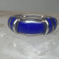 Vintage Signed FAS Deep Blue Inlay Band Ring Sterling Silver - Size 6.5