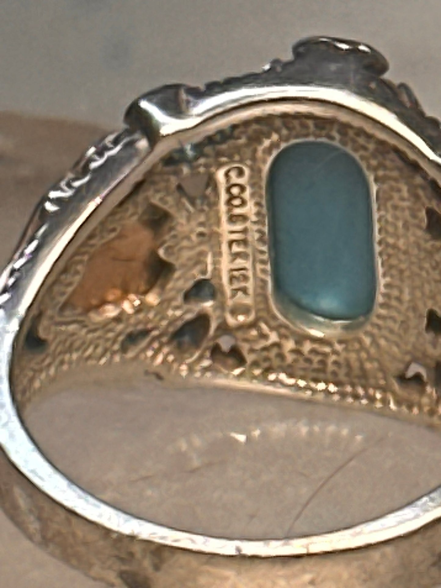 Black Hills Gold ring leaves turquoise band ring size 5.75 Sterling silver women