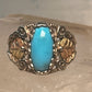 Black Hills Gold ring leaves turquoise band ring size 5.75 Sterling silver women