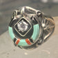 Horseshoe ring turquoise onyx band signed EDE size 10 pinky sterling silver women men