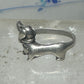 Mini Dachshund Ring heart love dog band sterling silver size 7.75 girls women