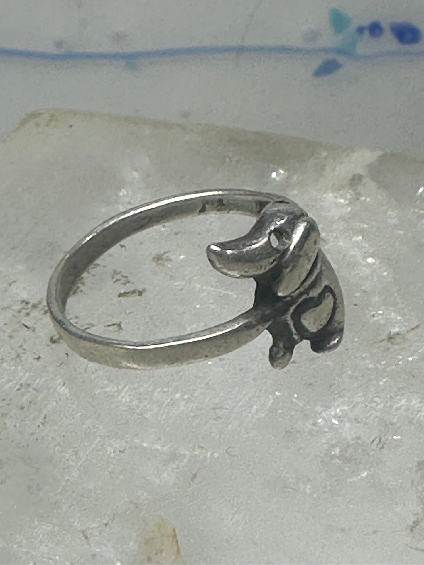 Mini Dachshund Ring heart love dog band sterling silver size 7.75 girls women