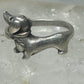 Mini Dachshund Ring heart love dog band sterling silver size 7.75 girls women