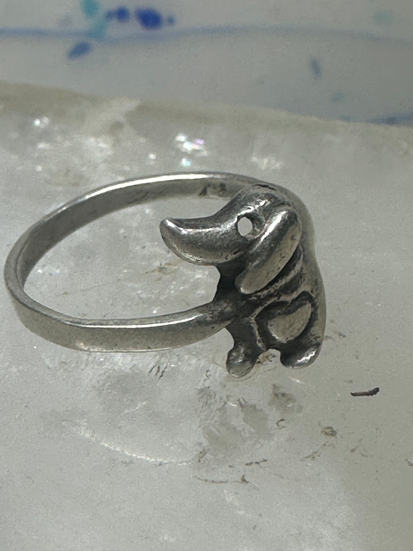 Mini Dachshund Ring heart love dog band sterling silver size 7.75 girls women