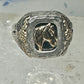 Black Hills Gold Ring onyx horse leaves cowgirl band sterling silver size 6 women