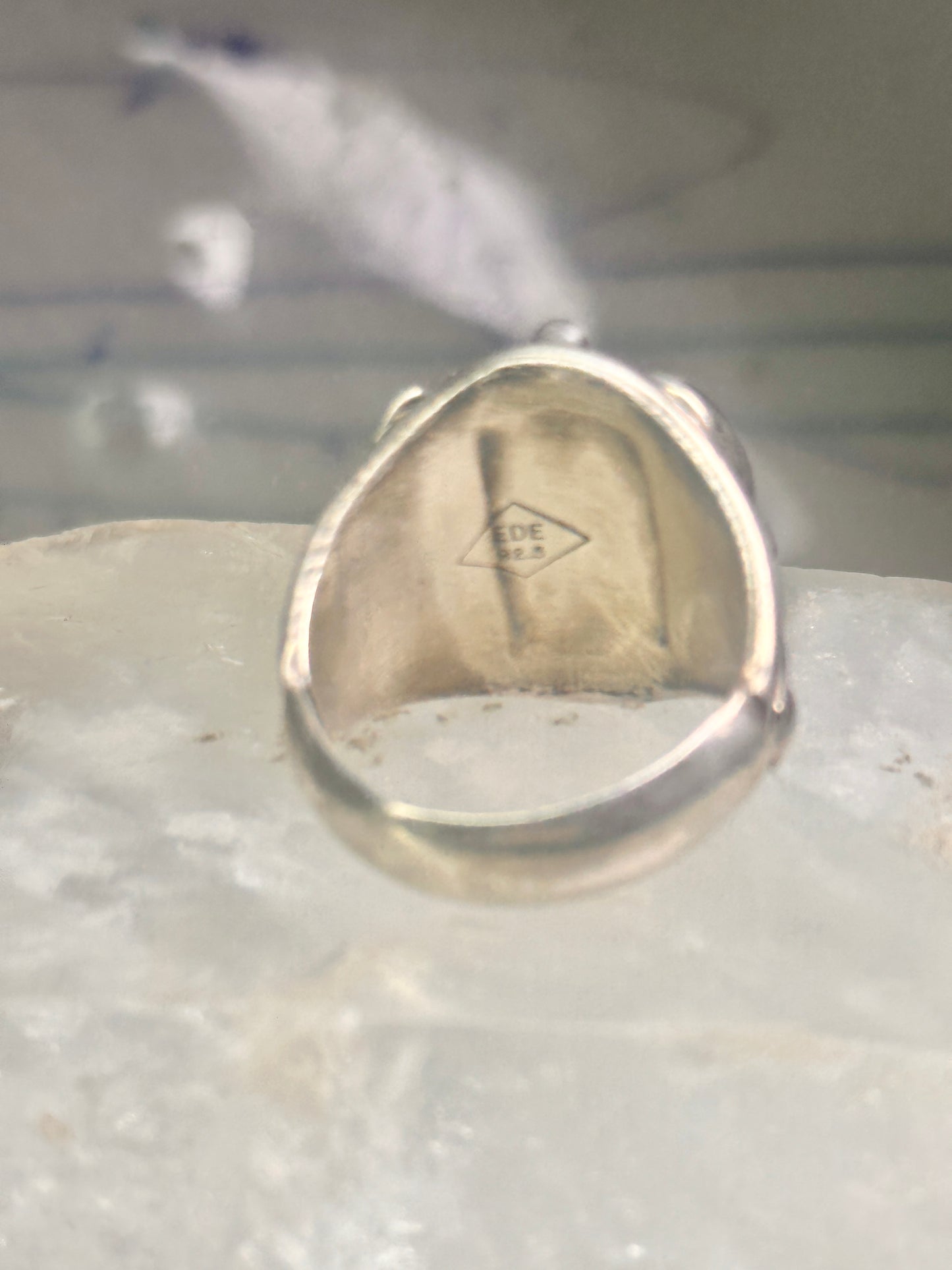 Horseshoe ring turquoise onyx band signed EDE size 10 pinky sterling silver women men