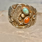 Eagle ring Navajo turquoise coral size 12.50 Sterling silver women men