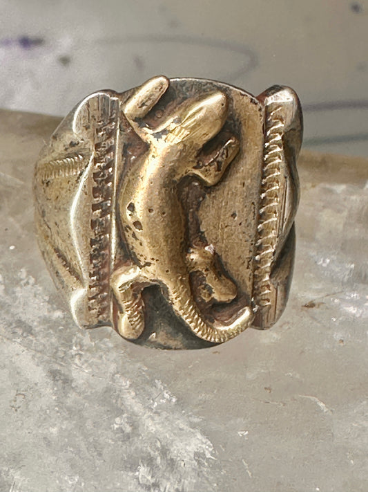 Lizard ring reptile band size 9.75 sterling silver women men