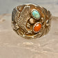 Eagle ring Navajo turquoise coral size 12.50 Sterling silver women men