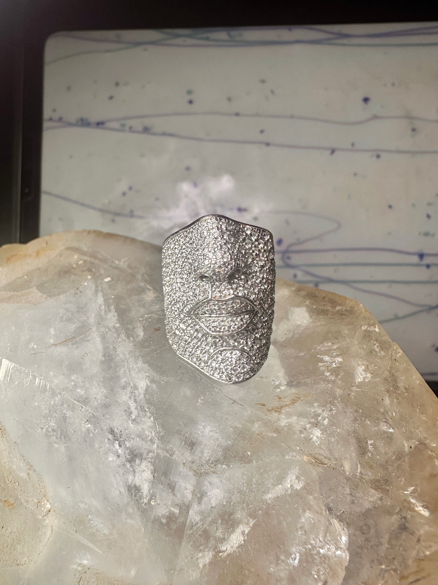 Sonia Bitton ring face pinky CZ band size 4.50 sterling silver women