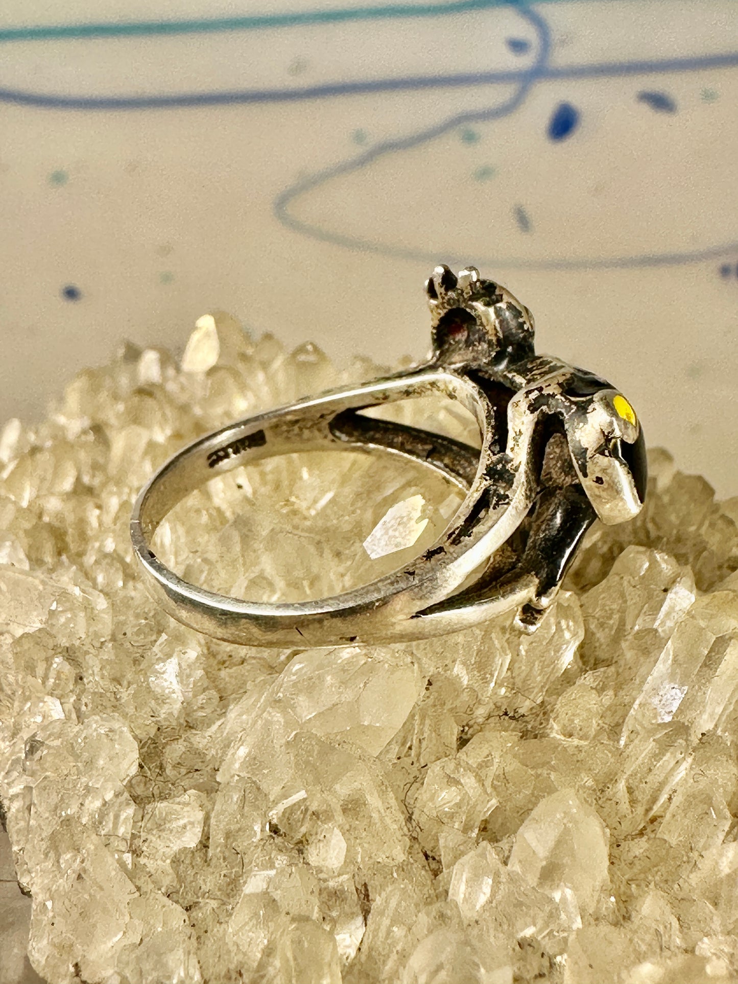 Frog ring Enamel size 5.50 pinky sterling silver women girls