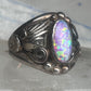 Navajo lab opal ring Nila Cook Johnson leaves band size 7  sterling silver women