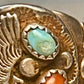 Eagle ring Navajo turquoise coral size 12.50 Sterling silver women men