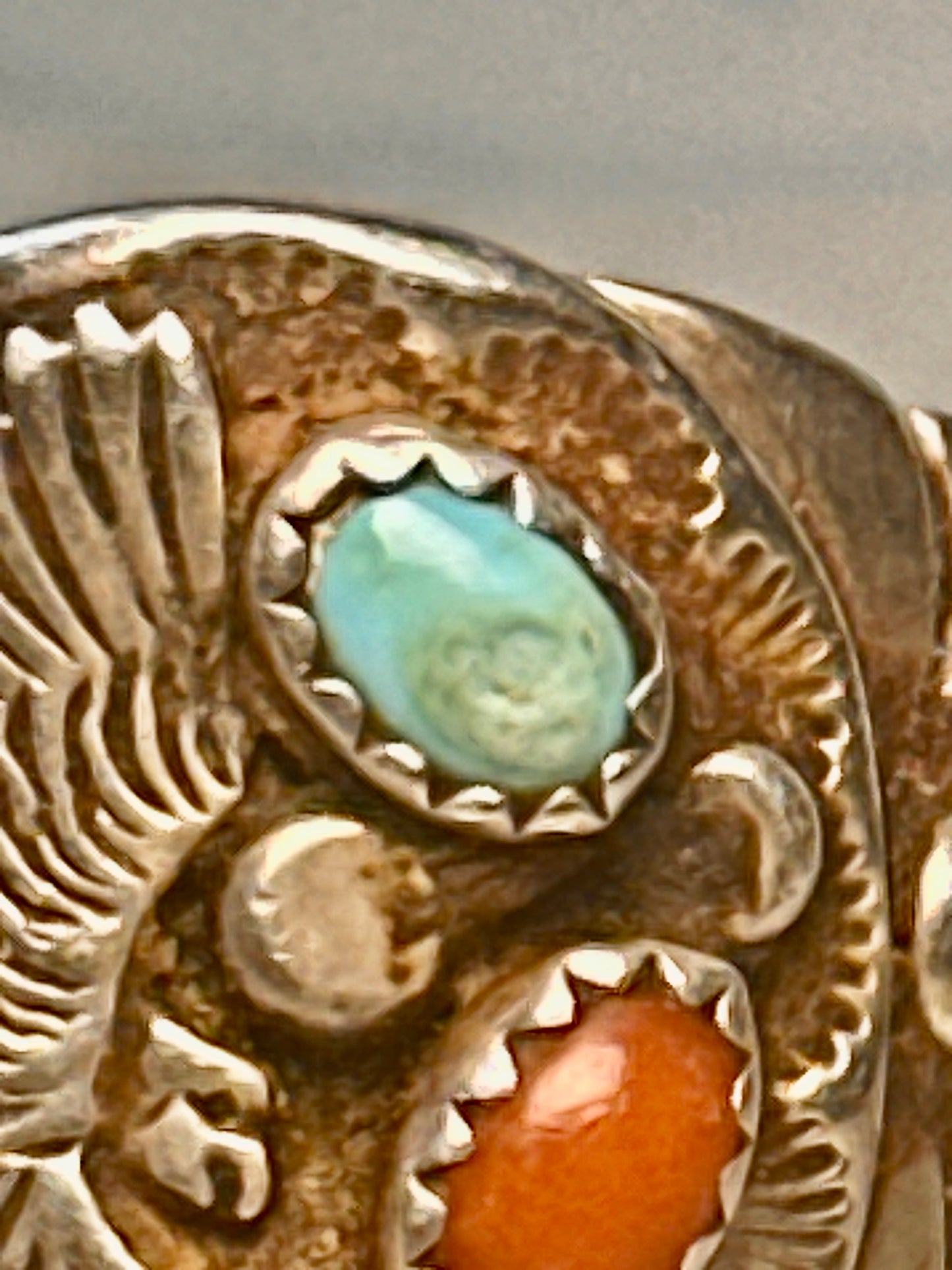 Eagle ring Navajo turquoise coral size 12.50 Sterling silver women men