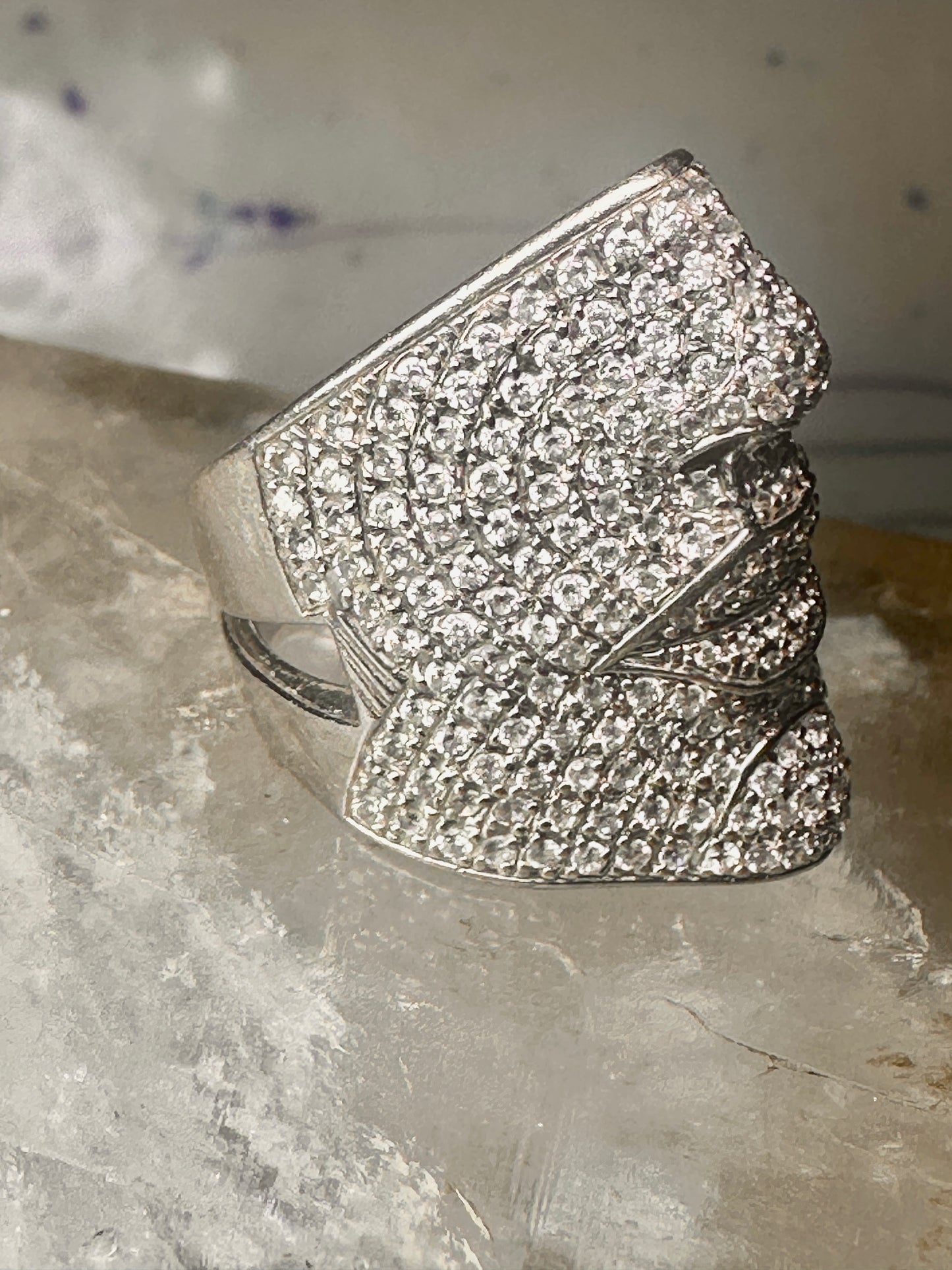 Sonia Bitton ring face pinky CZ band size 4.50 sterling silver women